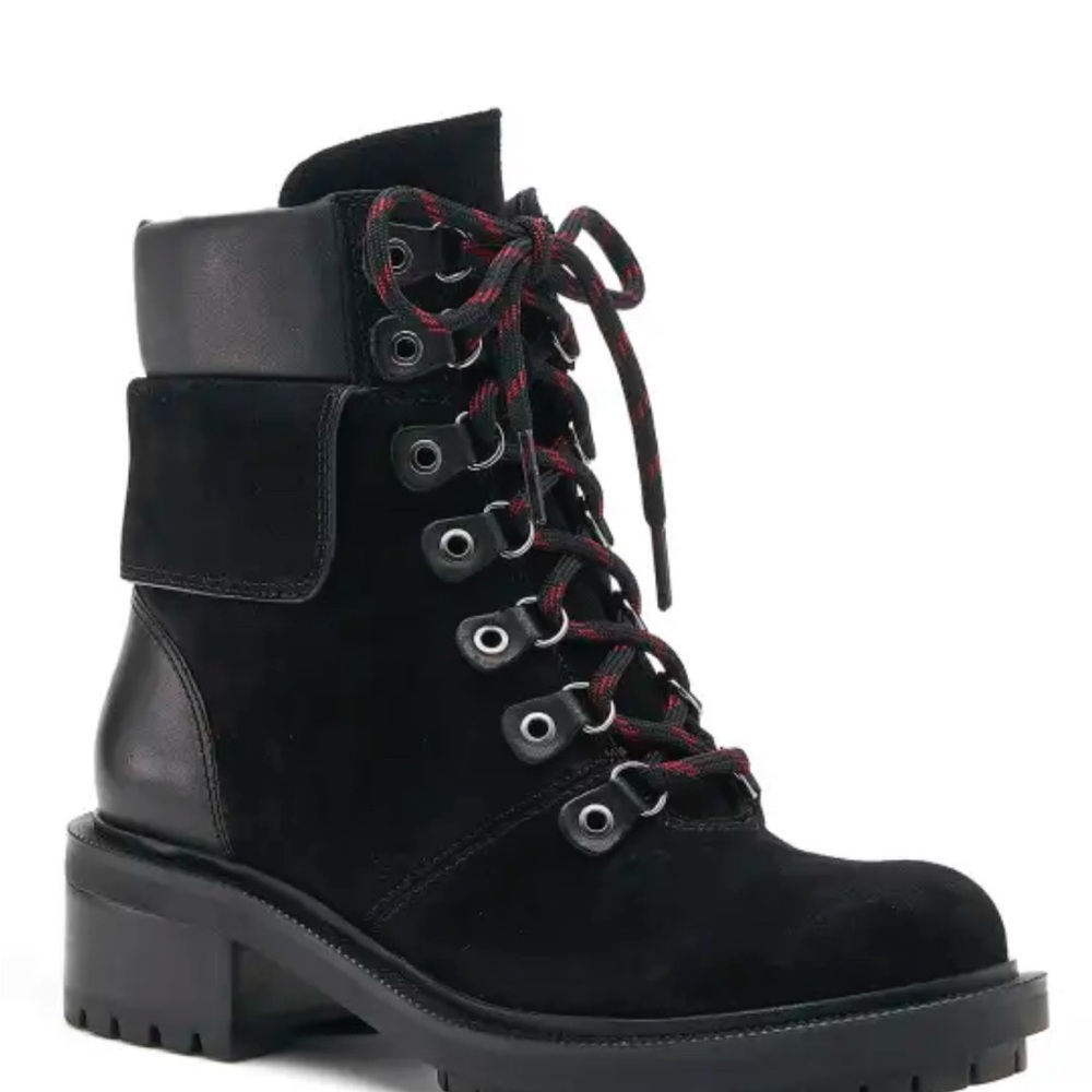 Botkier Madigan Black Lace-Up Combat Boots